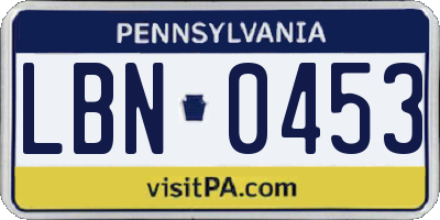 PA license plate LBN0453