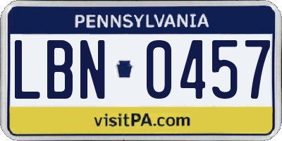 PA license plate LBN0457