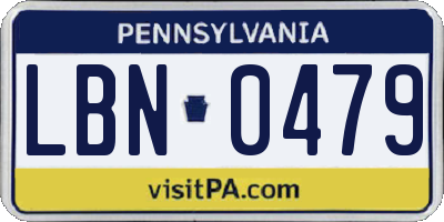 PA license plate LBN0479