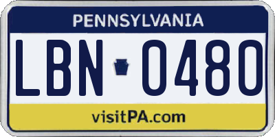 PA license plate LBN0480