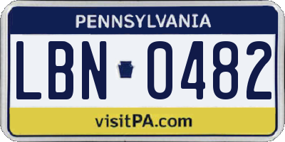 PA license plate LBN0482