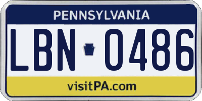 PA license plate LBN0486