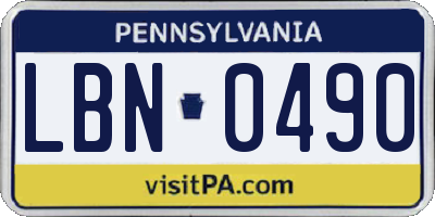 PA license plate LBN0490