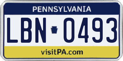 PA license plate LBN0493