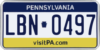 PA license plate LBN0497