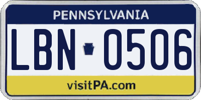 PA license plate LBN0506