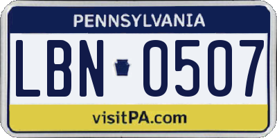 PA license plate LBN0507