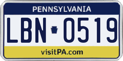 PA license plate LBN0519