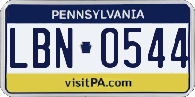 PA license plate LBN0544