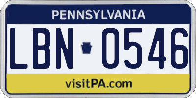 PA license plate LBN0546