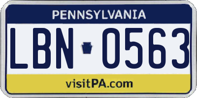 PA license plate LBN0563