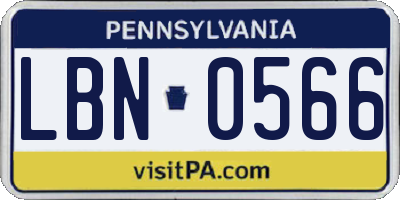 PA license plate LBN0566