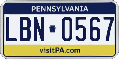 PA license plate LBN0567
