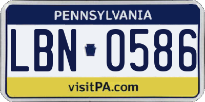 PA license plate LBN0586