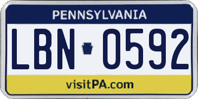 PA license plate LBN0592