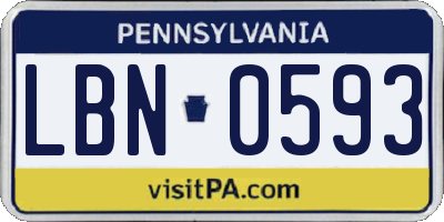 PA license plate LBN0593