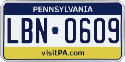 PA license plate LBN0609