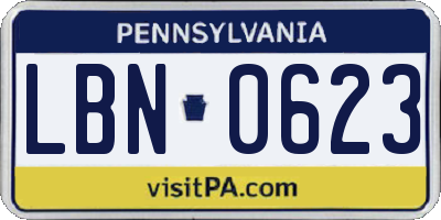 PA license plate LBN0623
