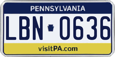 PA license plate LBN0636