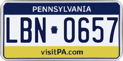 PA license plate LBN0657