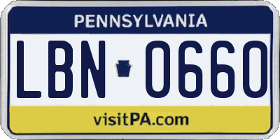 PA license plate LBN0660
