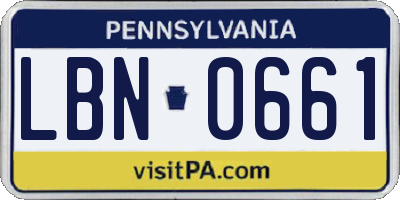 PA license plate LBN0661