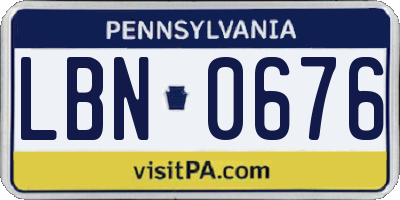 PA license plate LBN0676