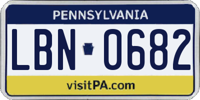 PA license plate LBN0682