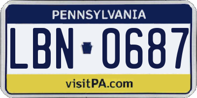 PA license plate LBN0687