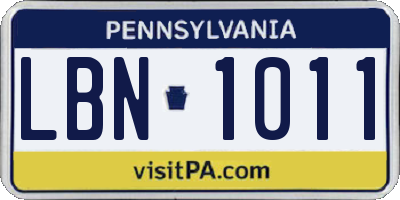 PA license plate LBN1011