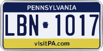PA license plate LBN1017