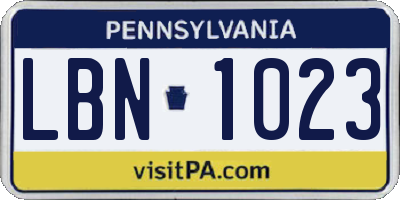 PA license plate LBN1023