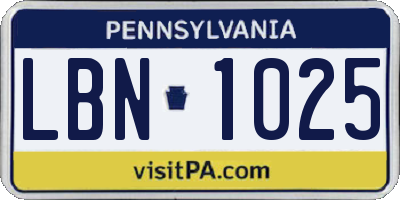 PA license plate LBN1025