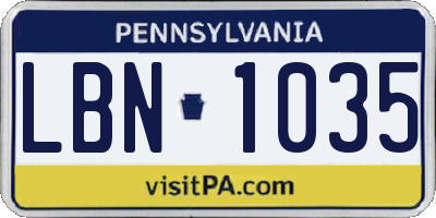 PA license plate LBN1035
