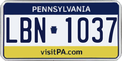 PA license plate LBN1037
