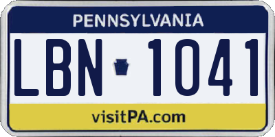 PA license plate LBN1041