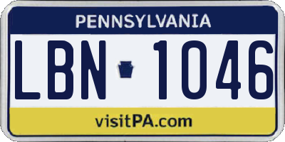 PA license plate LBN1046