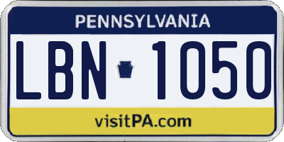 PA license plate LBN1050
