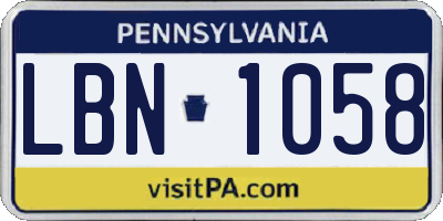PA license plate LBN1058