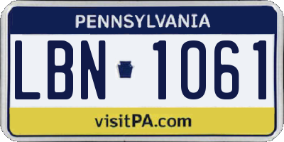 PA license plate LBN1061
