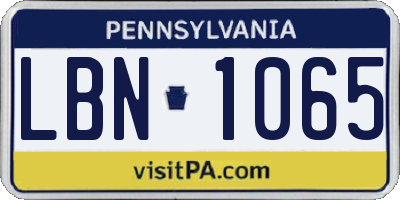 PA license plate LBN1065