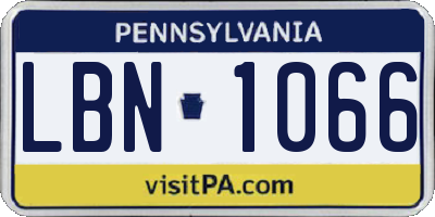 PA license plate LBN1066