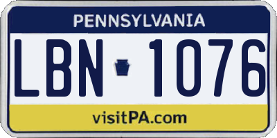 PA license plate LBN1076