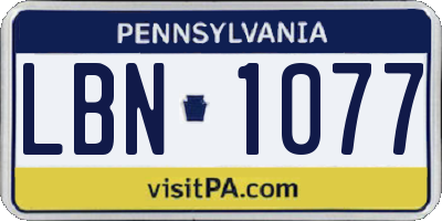 PA license plate LBN1077