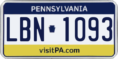 PA license plate LBN1093