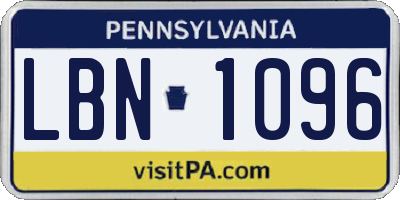 PA license plate LBN1096