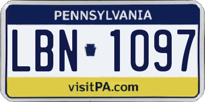PA license plate LBN1097