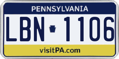 PA license plate LBN1106