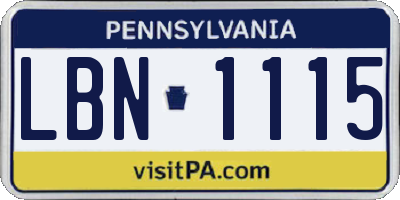 PA license plate LBN1115