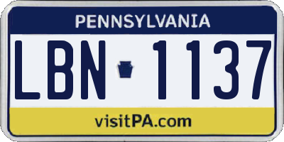 PA license plate LBN1137